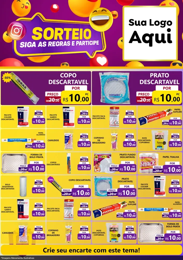 Modelo de Encarte para Encarte A4 Vertical com o tema Sorteio para Embalagens