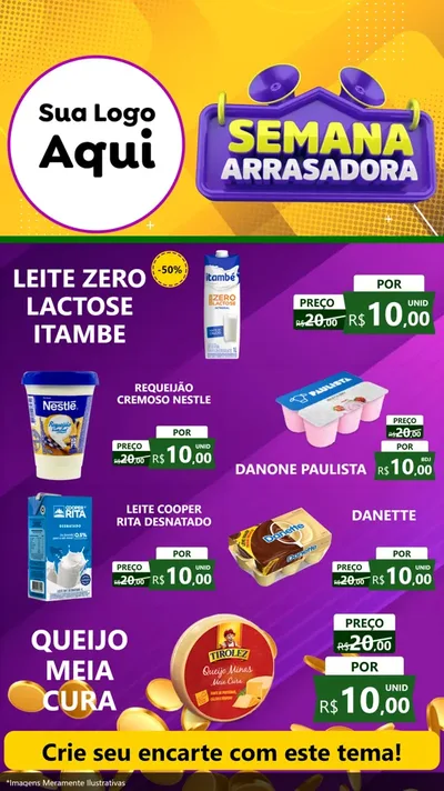 Modelo de TV para TV Vertical com o tema Semana Arrasadora para Frios e Laticínios