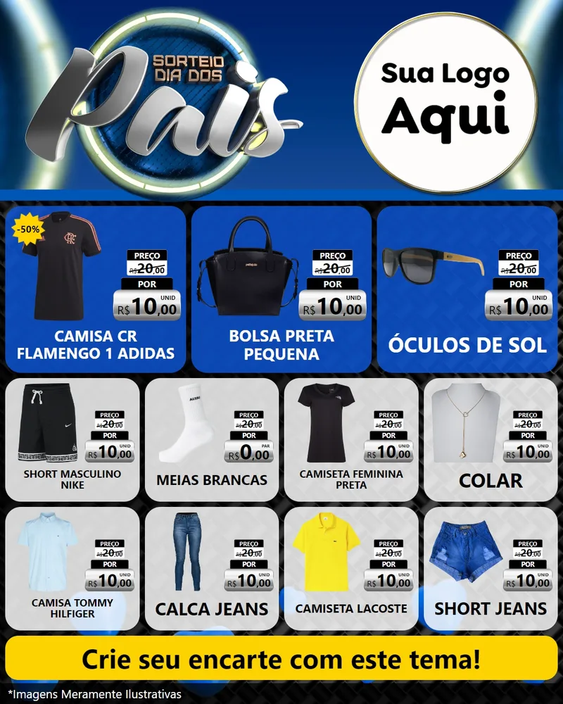 Modelo de Rede Social para Feed Instagram com o tema Sorteio Dia Dos Pais para Roupas e acessórios