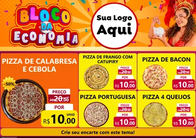 Modelo de Encarte para Encarte A4 Horizontal com o tema Bloco da Economia para Pizzaria