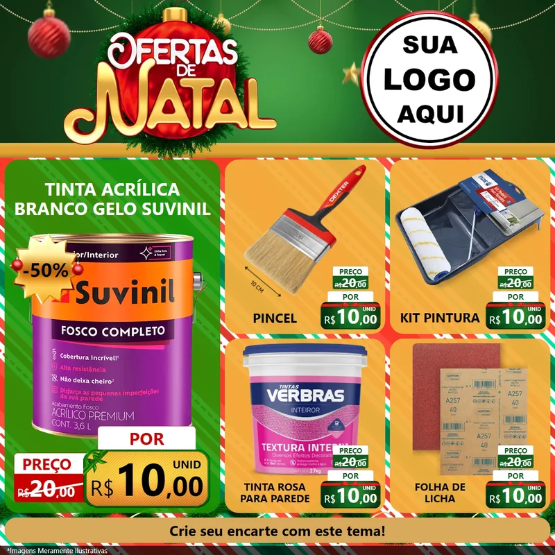 Modelo de Rede Social para Feed Facebook com o tema Ofertas de Natal para Tintas e Ferramentas
