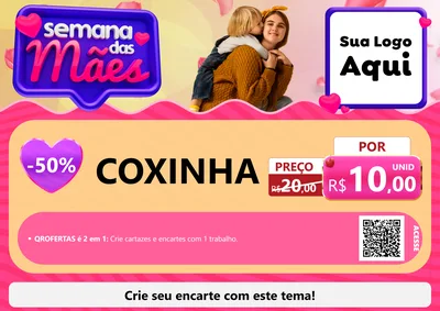 Modelo de Cartaz para Cartaz A4 Horizontal com o tema Semana das Mães para Salgadaria