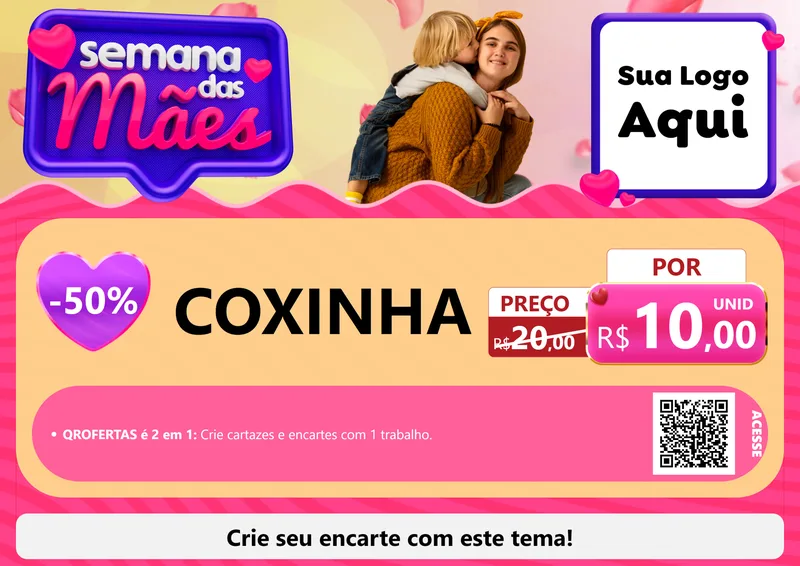 Modelo de Cartaz para Cartaz A4 Horizontal com o tema Semana das Mães para Salgadaria