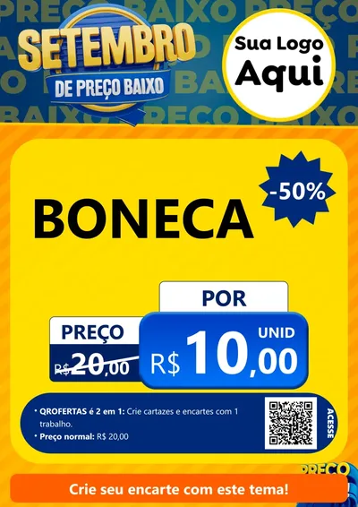 Modelo de Cartaz para Cartaz A4 Vertical com o tema Setembro De Preço Baixo para Brinquedos