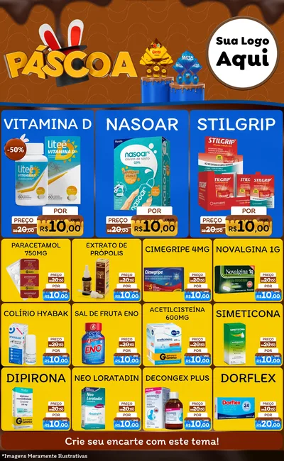 Modelo de Encarte para Encarte Grande com o tema Páscoa para Farmácia