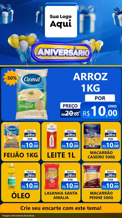 Modelo de Rede Social para Stories com o tema Aniversário para Supermercado