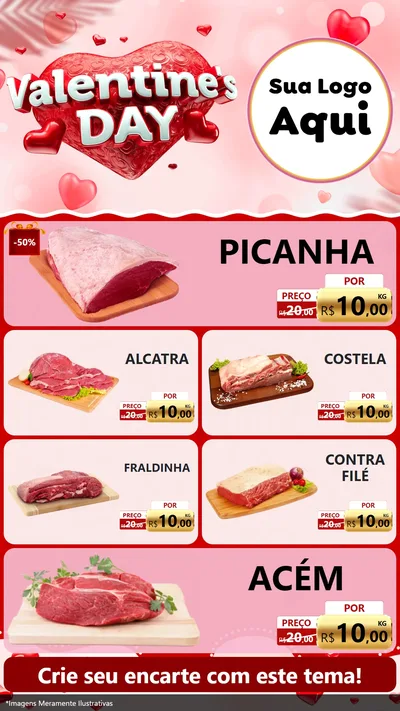 Modelo de TV para TV Vertical com o tema Valentine's Day para Açougue