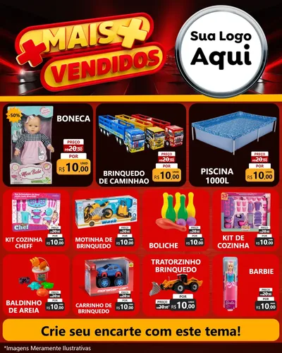 Modelo de Rede Social para Feed Instagram com o tema Mais Vendidos para Brinquedos