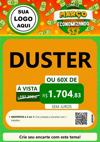 Modelo de Cartaz para Cartaz A4 Vertical com o tema Comece Março Economizando para Concessionaria de Carros