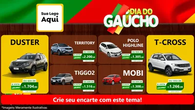 Modelo de TV para TV Horizontal com o tema Dia do Gaúcho para Concessionaria de Carros