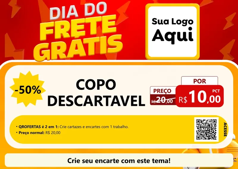 Modelo de Cartaz para Cartaz A4 Horizontal com o tema Dia do Frete Grátis para Embalagens