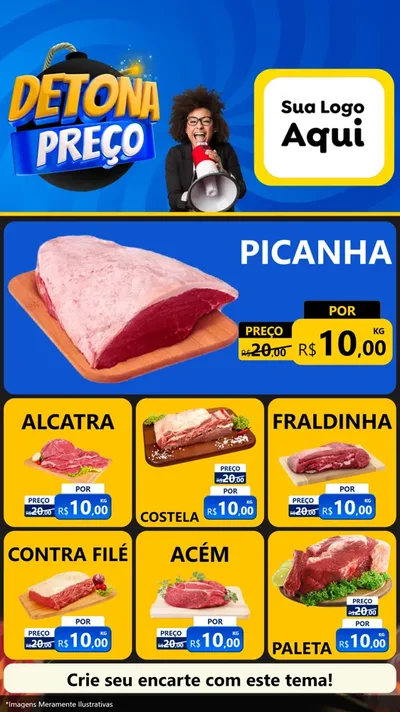 Modelo de Rede Social para Stories com o tema Detona Preços para Açougue