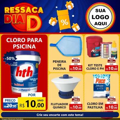 Modelo de Rede Social para Feed Facebook com o tema Ressaca Dia D para Produtos para Piscina