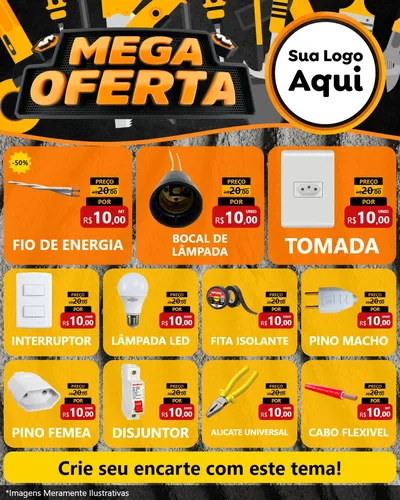 Modelo de Rede Social para Feed Instagram com o tema Mega Oferta para Materiais Elétricos