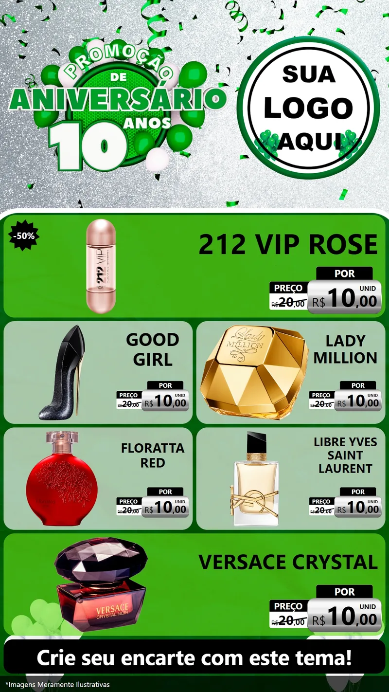 Modelo de TV para TV Vertical com o tema Promoção de Aniversário - 10 Anos para Perfumes