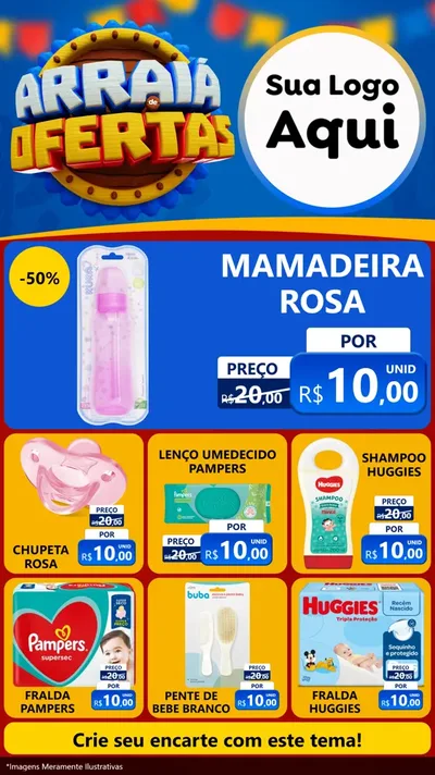 Modelo de Rede Social para Stories com o tema Arraiá de Ofertas - Junina para Bebês