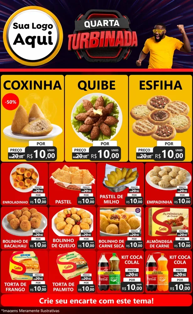 Modelo de Encarte para Encarte Grande com o tema Quarta Turbinada para Salgadaria