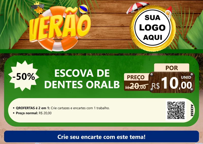 Modelo de Cartaz para Cartaz A4 Horizontal com o tema Verão para Higiene Pessoal