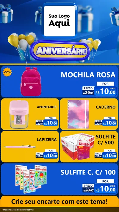 Modelo de TV para TV Vertical com o tema Aniversário para Papelaria