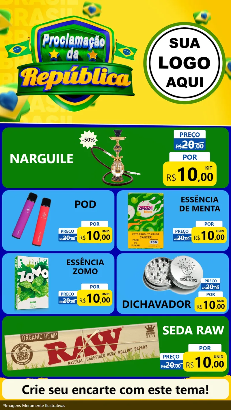 Modelo de TV para TV Vertical com o tema Proclamação da República para Tabacaria