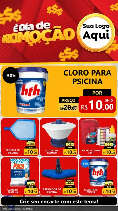 Modelo de Rede Social para Stories com o tema É Dia De Promoção para Produtos para Piscina