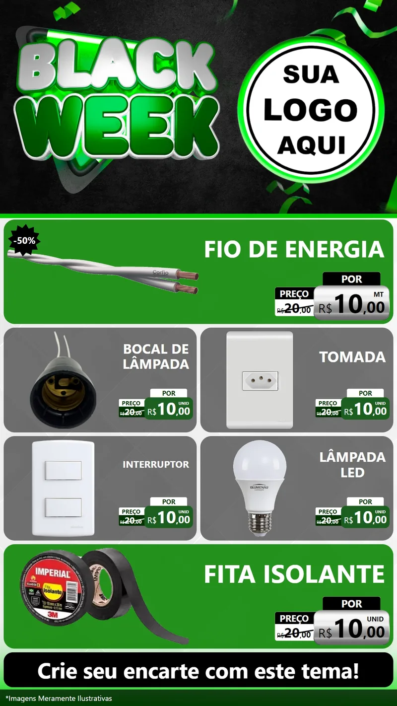 Modelo de TV para TV Vertical com o tema Black Week para Materiais Elétricos