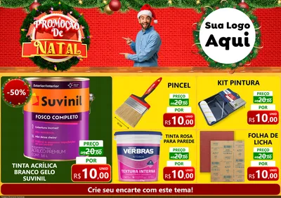 Modelo de Encarte para Encarte A4 Horizontal com o tema Promoção de Natal para Tintas e Ferramentas