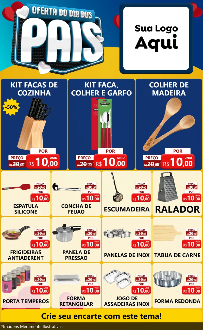 Modelo de Encarte para Encarte Grande com o tema Oferta Do Dia Dos Pais para Utilidades Domésticas
