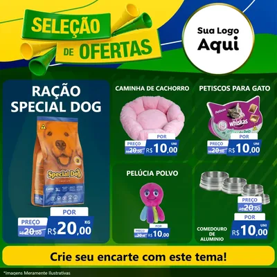 Modelo de Rede Social para Feed Facebook com o tema Seleção de Ofertas - Copa para Pet Shop