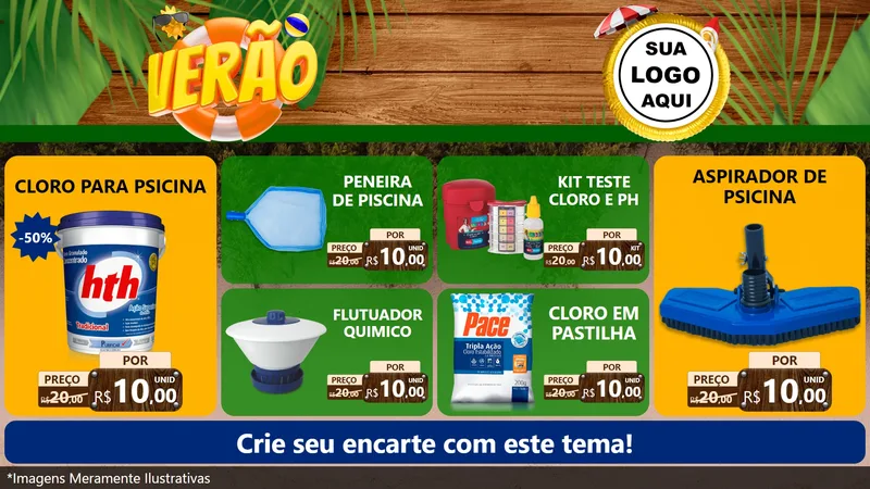 Modelo de TV para TV Horizontal com o tema Verão para Produtos para Piscina