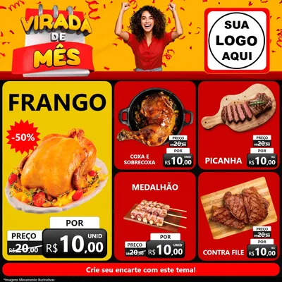 Modelo de Rede Social para Feed Facebook com o tema Virada de Mês para Assados