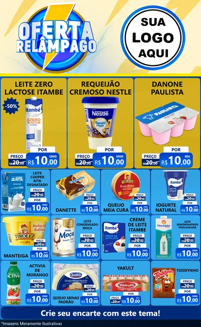 Modelo de Encarte para Encarte Grande com o tema Oferta Relâmpago para Frios e Laticínios
