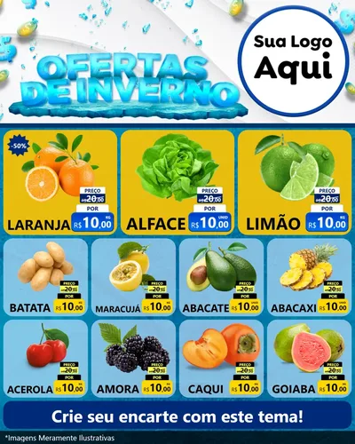 Modelo de Rede Social para Feed Instagram com o tema Ofertas de Inverno para Hortifrúti