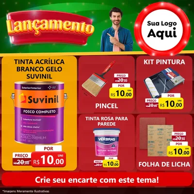 Modelo de Rede Social para Feed Facebook com o tema Lançamento para Tintas e Ferramentas