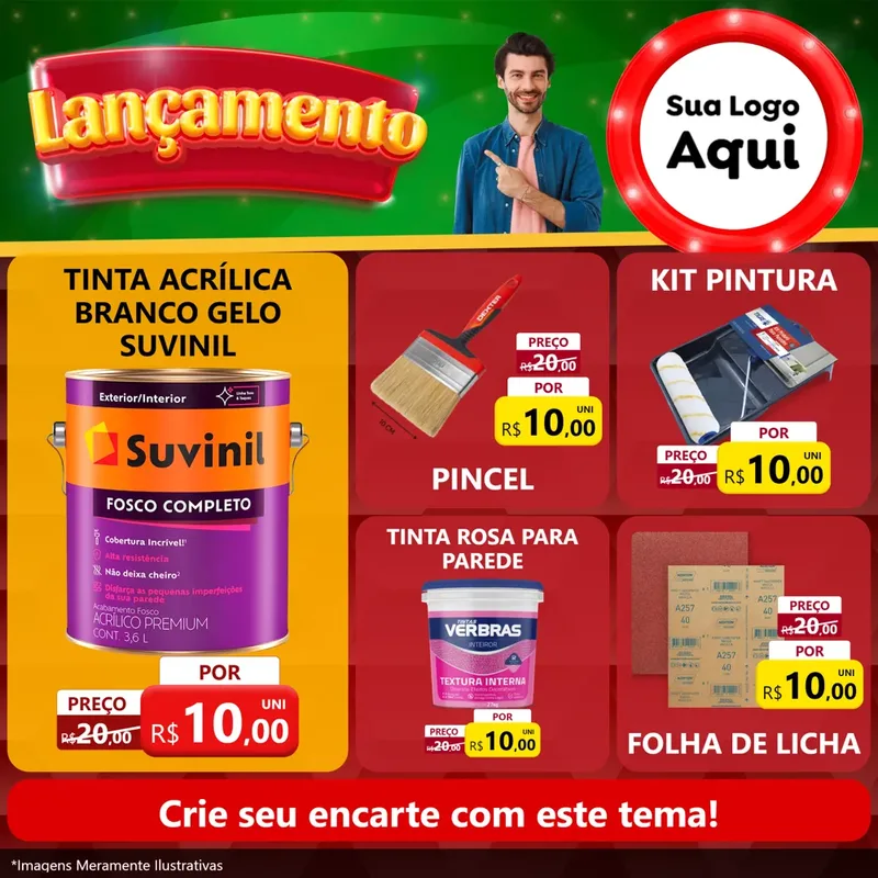 Modelo de Rede Social para Feed Facebook com o tema Lançamento para Tintas e Ferramentas