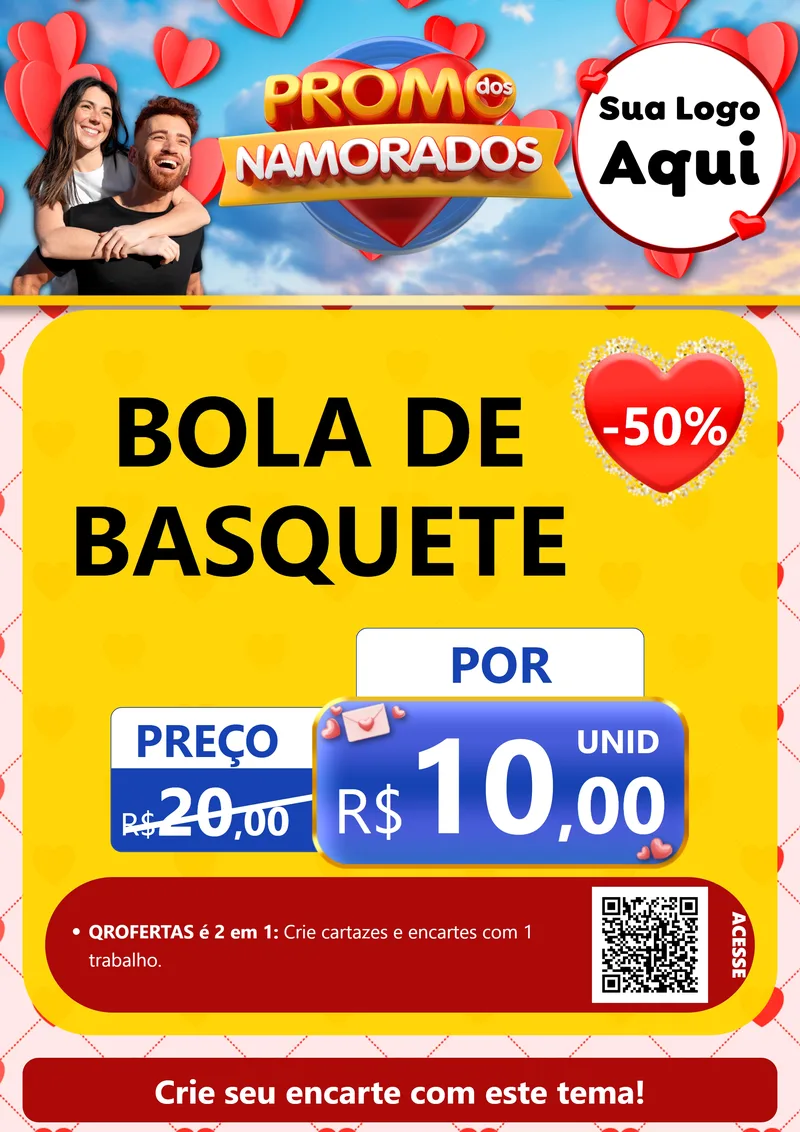 Modelo de Cartaz para Cartaz A4 Vertical com o tema Promo dos Namorados para Artigos Esportivos