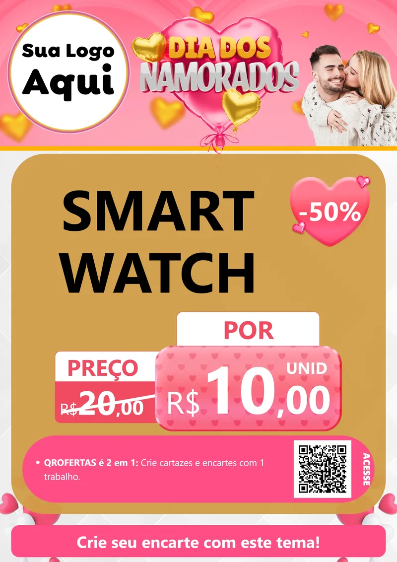 Modelo de Cartaz para Cartaz A4 Vertical com o tema Dia dos Namorados para Informática