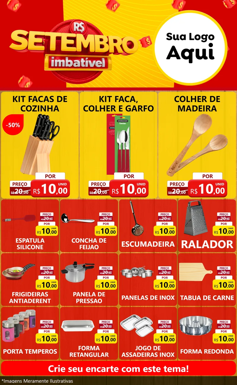 Modelo de Encarte para Encarte Grande com o tema Setembro Imbatível para Utilidades Domésticas