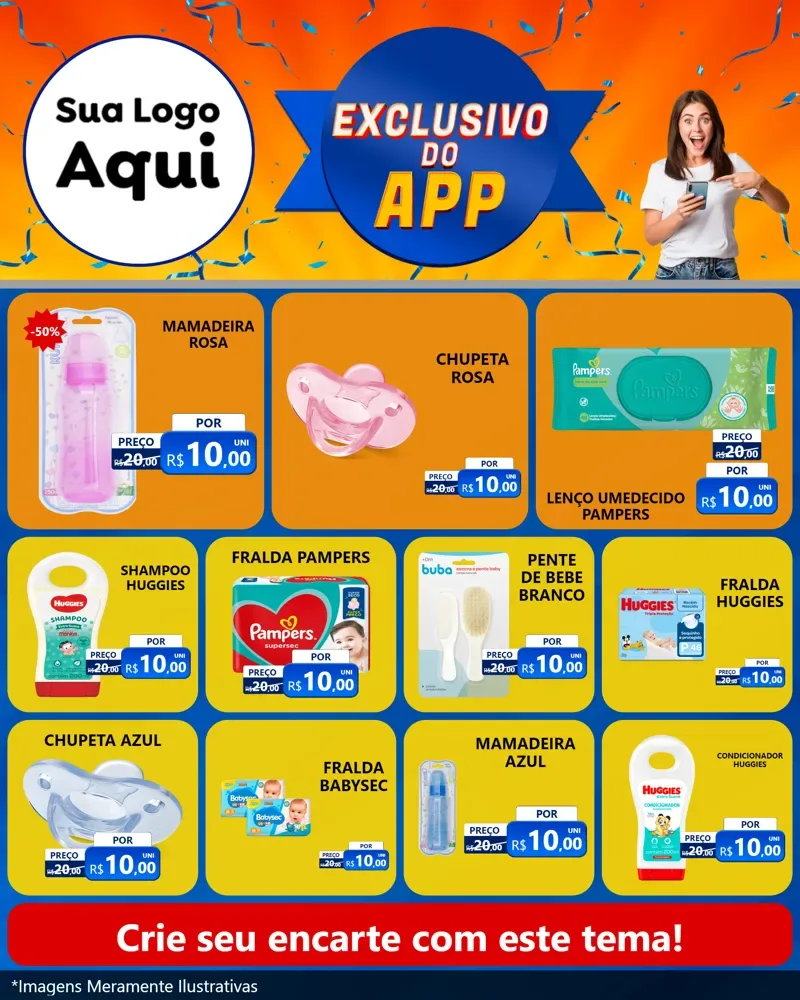 Modelo de Rede Social para Feed Instagram com o tema Exclusivo do Aplicativo para Bebês