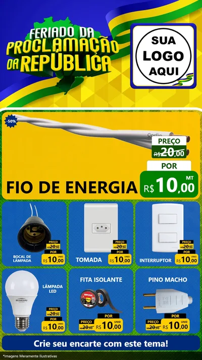 Modelo de Rede Social para Stories com o tema Feriado da Proclamação da República para Materiais Elétricos