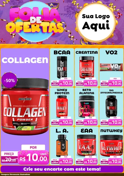 Modelo de Encarte para Encarte A4 Vertical com o tema Folia de Ofertas para Suplementos alimentares