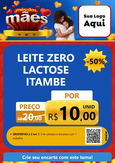 Modelo de Cartaz para Cartaz A4 Vertical com o tema Mês das Mães para Frios e Laticínios