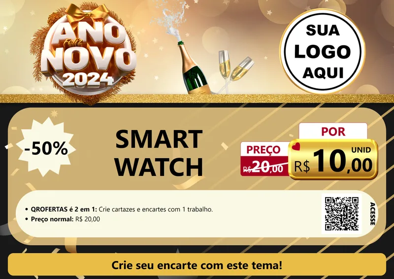 Modelo de Cartaz para Cartaz A4 Horizontal com o tema Feliz Ano Novo 2027 para Informática