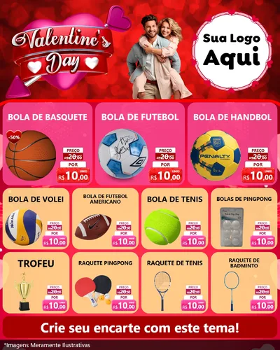 Modelo de Rede Social para Feed Instagram com o tema Valentine's Day para Artigos Esportivos