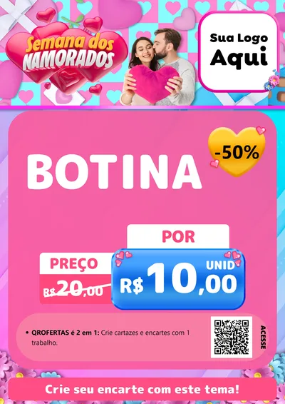 Modelo de Cartaz para Cartaz A4 Vertical com o tema Semana dos Namorados para Agropecuária