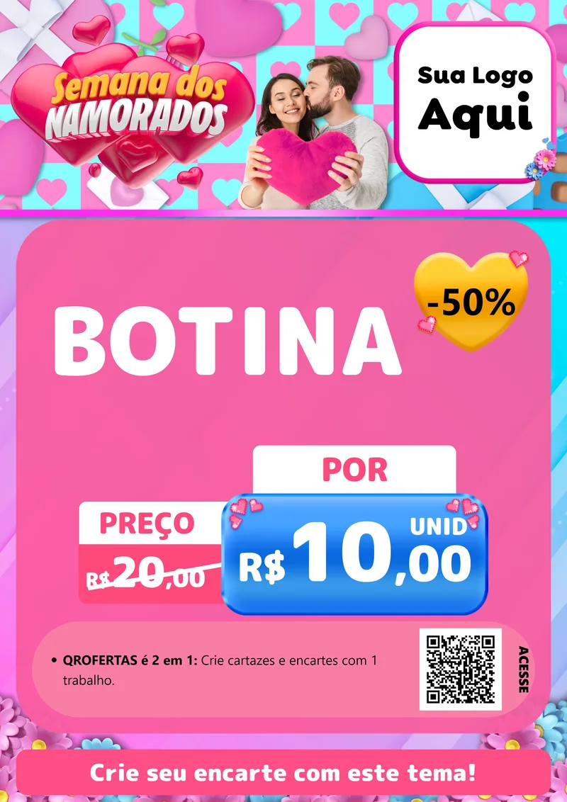 Modelo de Cartaz para Cartaz A4 Vertical com o tema Semana dos Namorados para Agropecuária