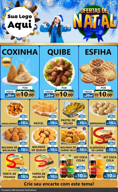 Modelo de Encarte para Encarte Grande com o tema Ofertas de Natal para Salgadaria