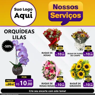 Modelo de Rede Social para Feed Facebook com o tema Nossos Serviços para Floricultura e jardim
