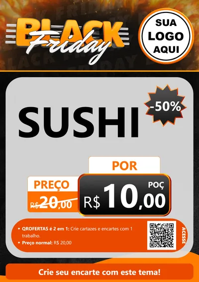 Modelo de Cartaz para Cartaz A4 Vertical com o tema Black Friday para Comida japonesa