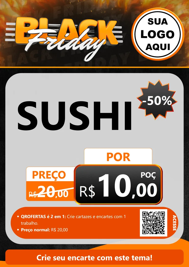 Modelo de Cartaz para Cartaz A4 Vertical com o tema Black Friday para Comida japonesa